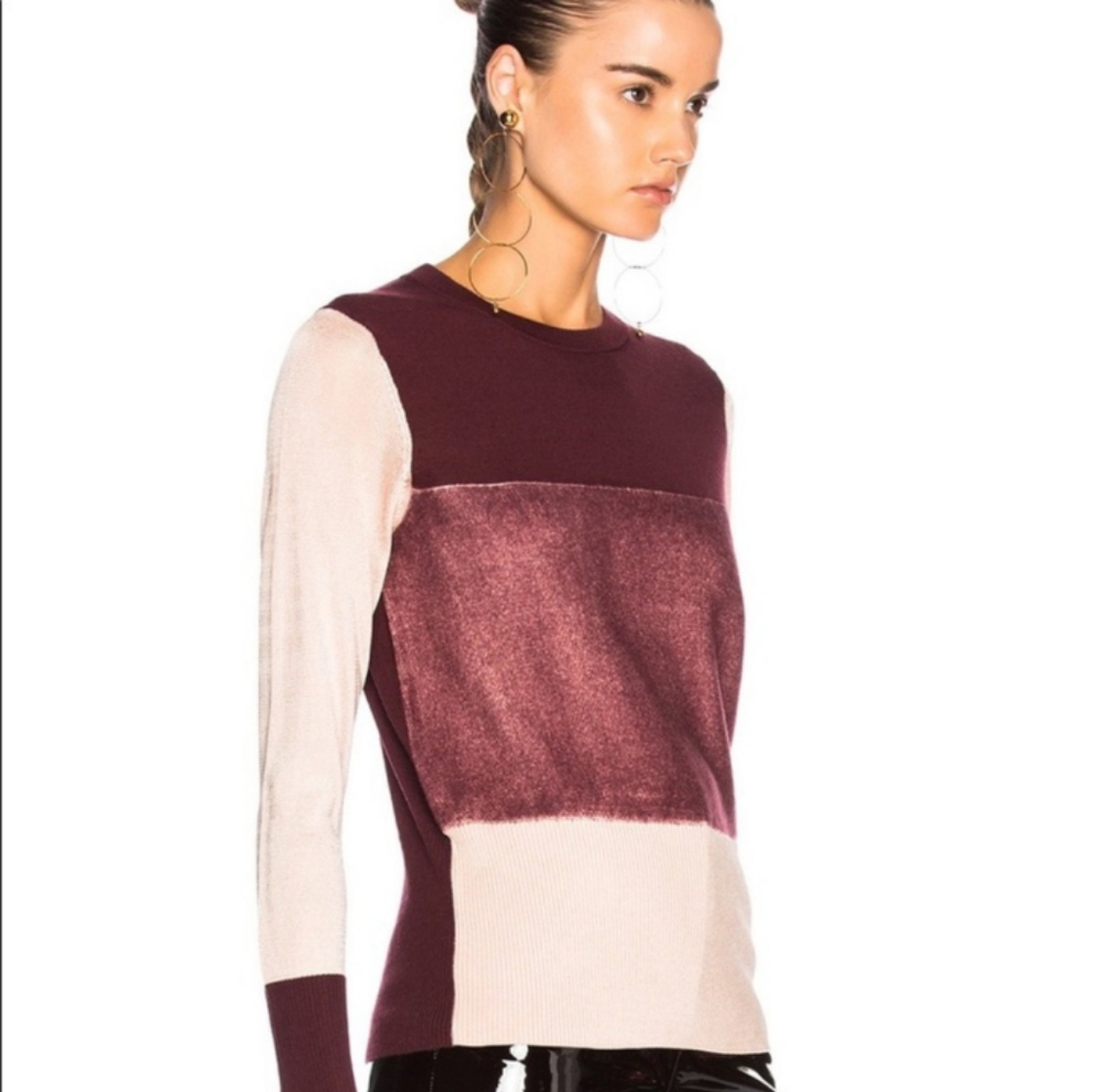Rag & Bone Merino Wool Multi Texture Burgundy And Cream Sweater Size XXS